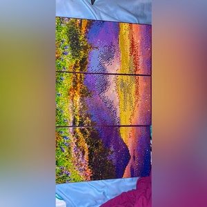3 panel sunset with mountains finished diamond painting